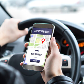 Ride share driver in car