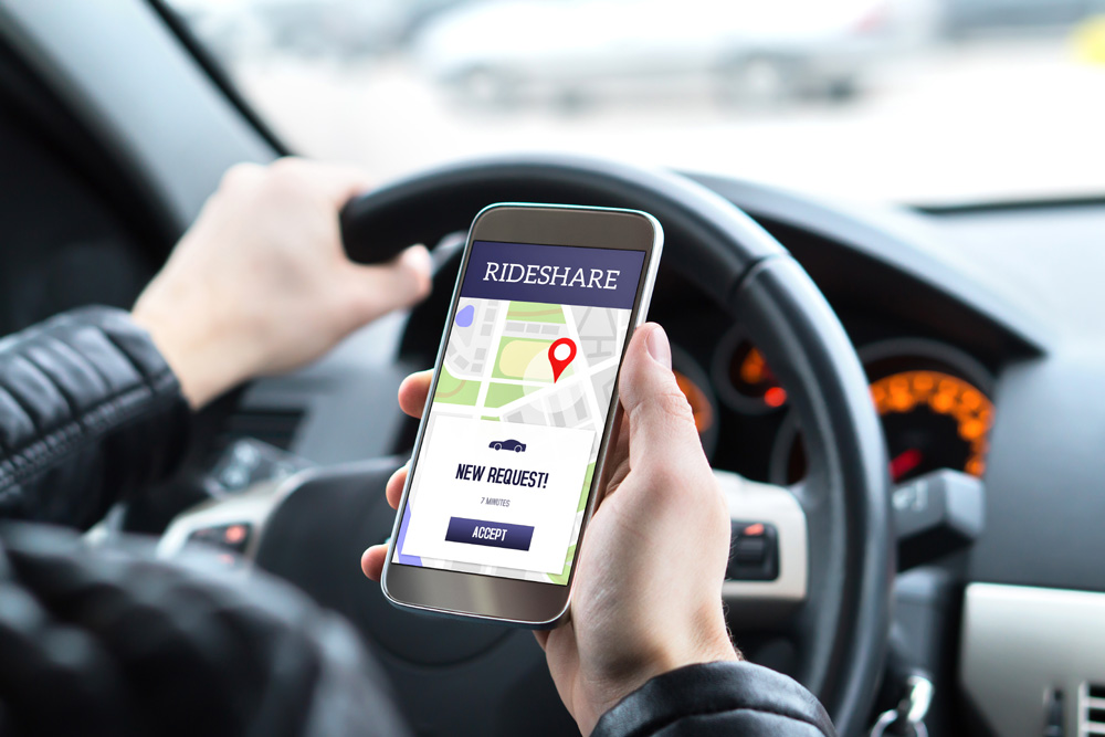 Ride share driver in car